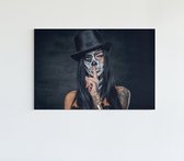 Peinture sur toile - Femme - Tatouage - Décoration murale - 150x100x2 cm