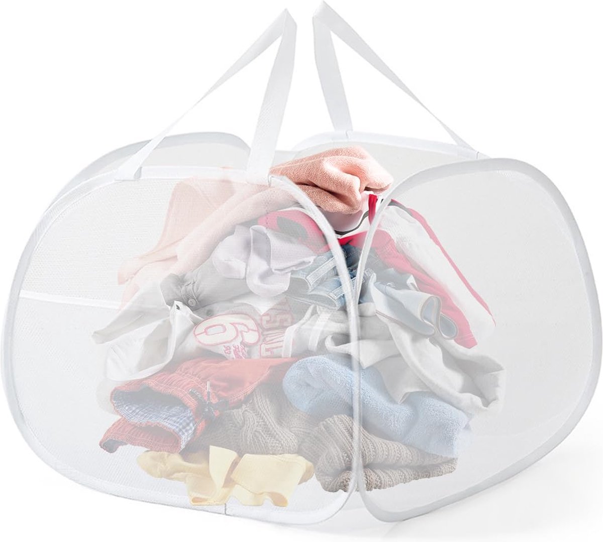 Goedkoopste JGS ® Opvouwbare Wasmand met Groot Inhoudsvermogen, Handig Draagbaar en Met Kijkvenster voor Efficiënte Opslag