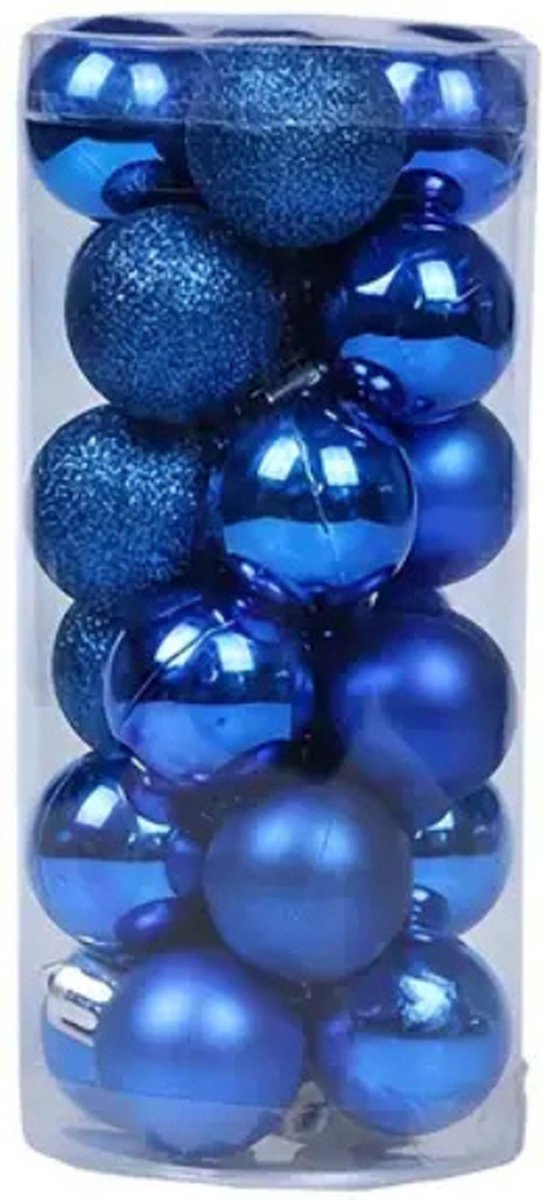 Bovista Kerstballen - Kerstversiering - Plastic - Donkerblauw - 24 stuks