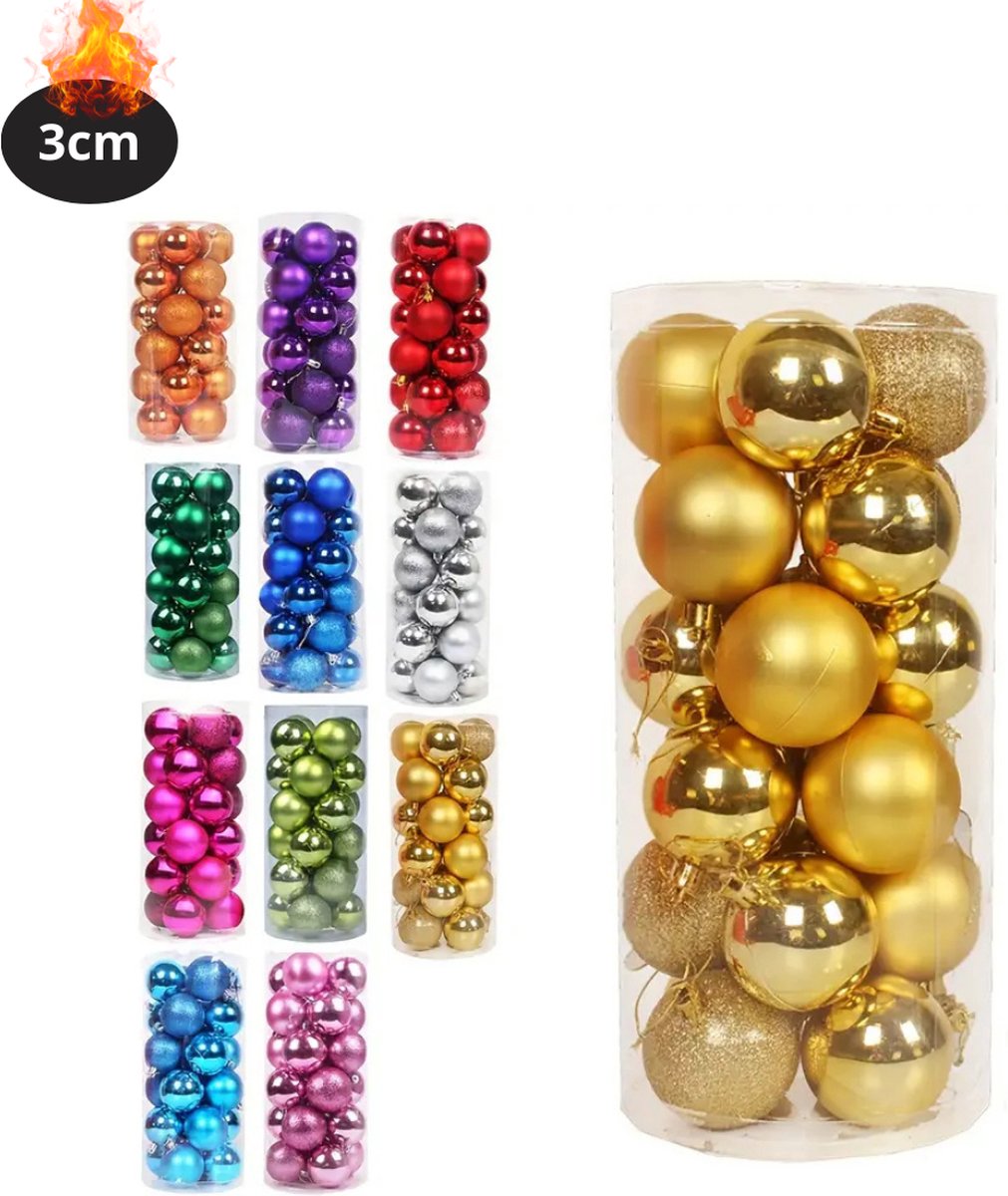 Bovista Kerstballen - Kerstversiering - Plastic - Goud - 3 cm - 24 stuks