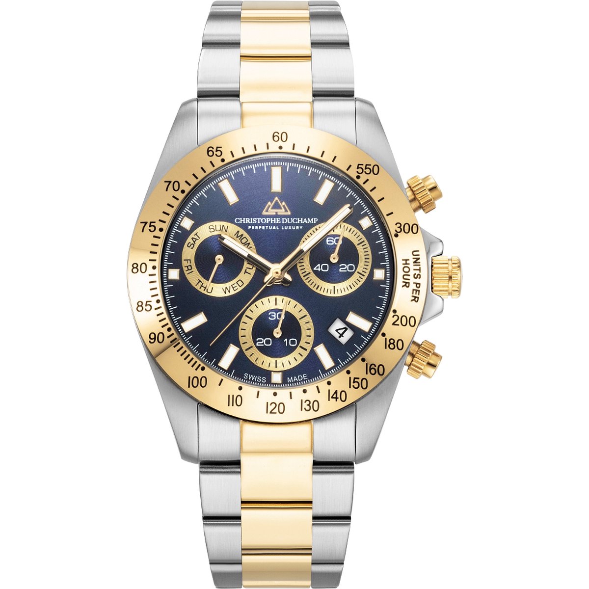 Luxe mannenhorloge - Christophe Duchamp Grand Mont Ceramic Silver Gold - CD7102-04