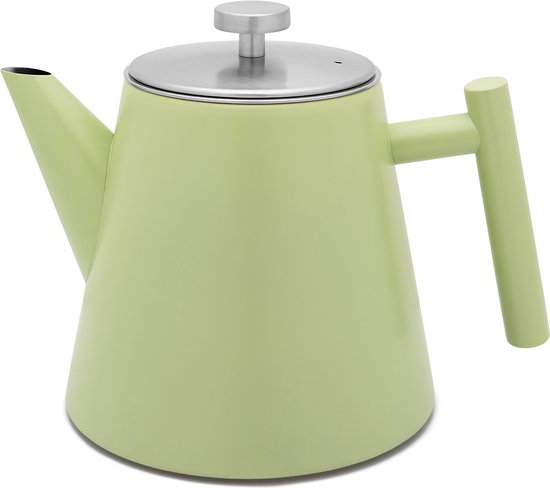 Leopold Vienna - Theepot Oslo dubbelwandig 1 L RVS - mat groen - inclusief theezeef
