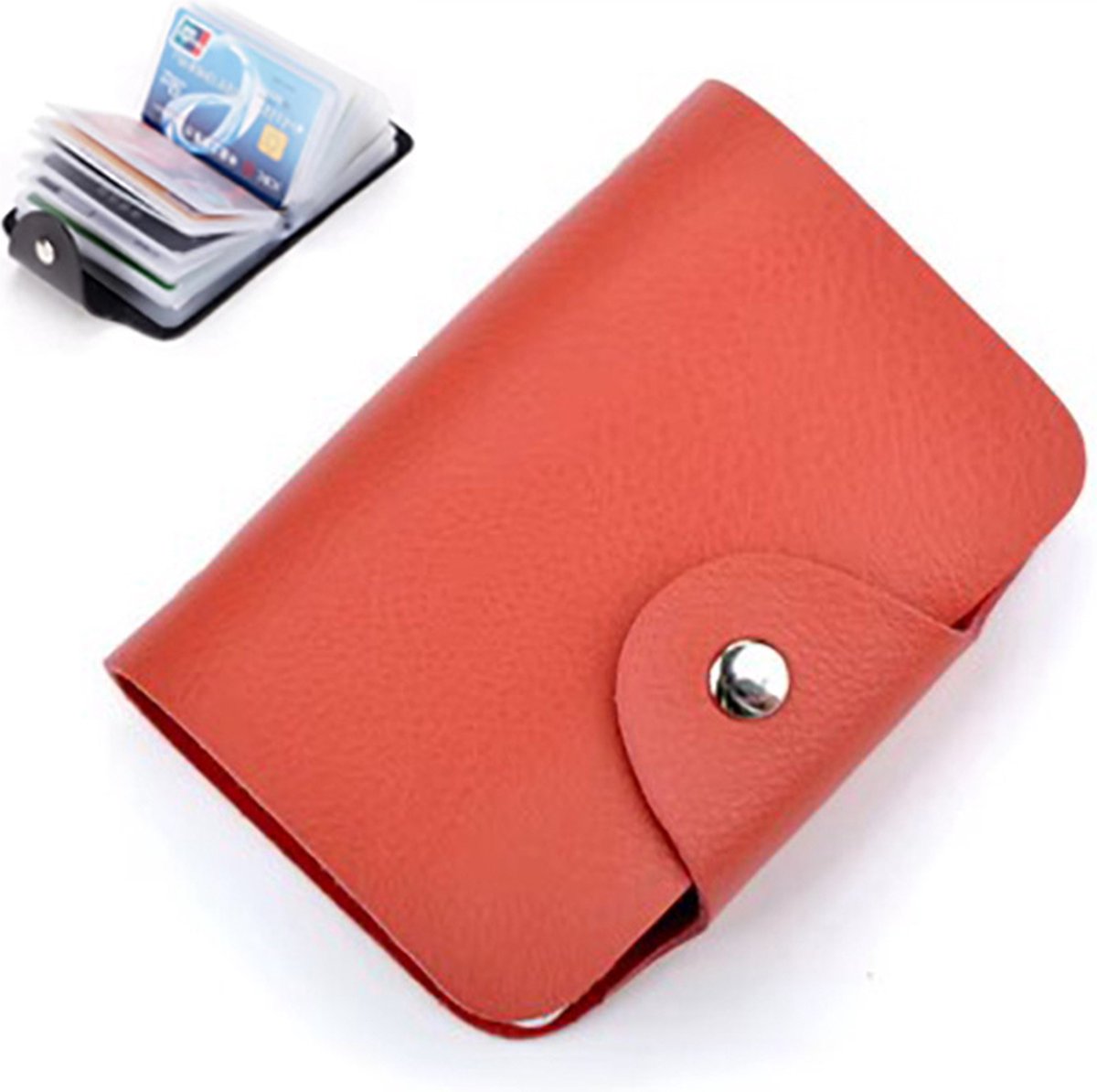 Actie4you® - Pasjeshouder Voor 24 Pasjes - Creditcardhouder - Pasjes Houder – Koeien Leer – Unisex - Compact en Duurzaam - Oranje