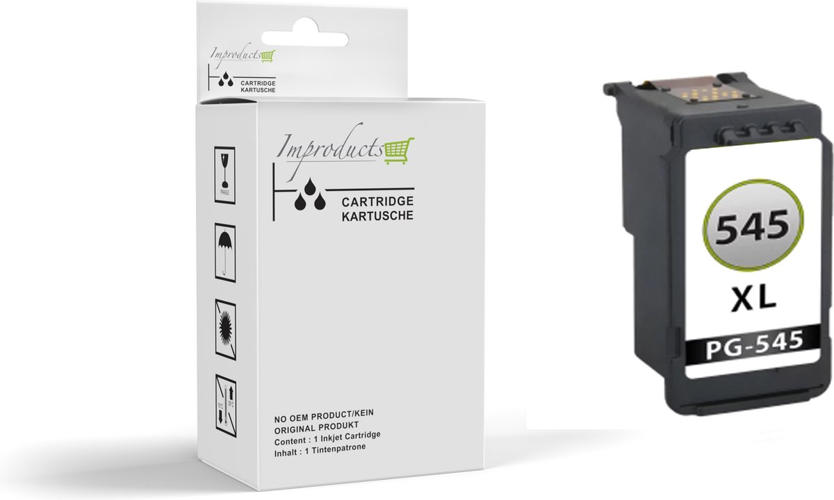 Improducts® Zwart huismerk inkt cartridge voor Canon PG-545XL / PG 545 / 545XL / PG545XL / PG545 voor IP2850 MG2440 MG2450 MG2455 MG2540 MG2550 MG2555 MG2950 MG3050 MG3051 MG3052 MG3053 MX494 MX495 TR4550 TS3150 TS3350 XL cartridge ZWART