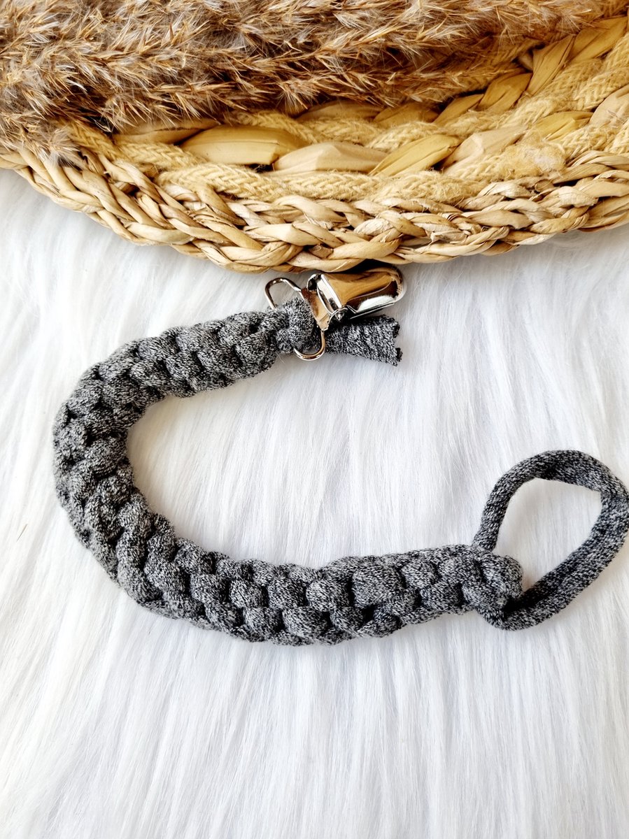 Goedkoopste Happy-by-Lies Speenkoord gevlochten Donker grijs