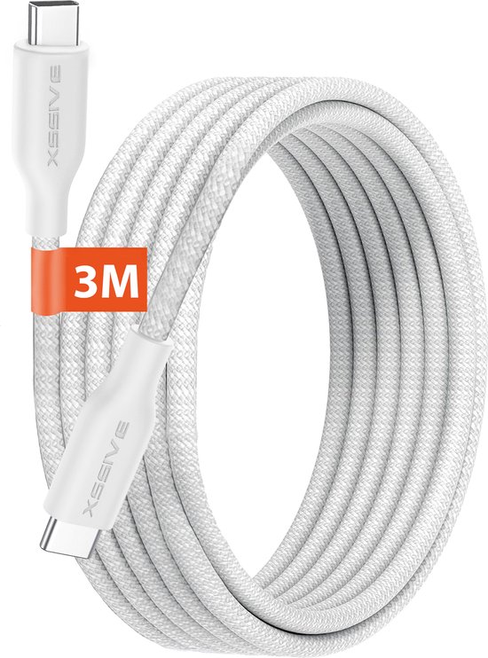 Lange USB C Kabel 3 Meter met PPS Chip - USB-C naar USB-C - 65W - Snellader - Oplaadkabel voor Telefoon, Tablet en Laptop - Origineel Xssive
