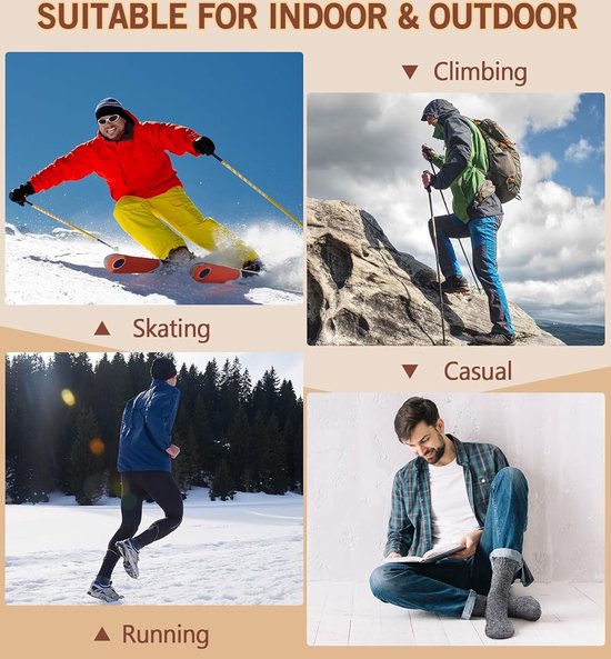 Lot de 5 paires de chaussettes pour homme, épaisses et chaudes, idéales pour l'hiver, la randonnée et le sport.