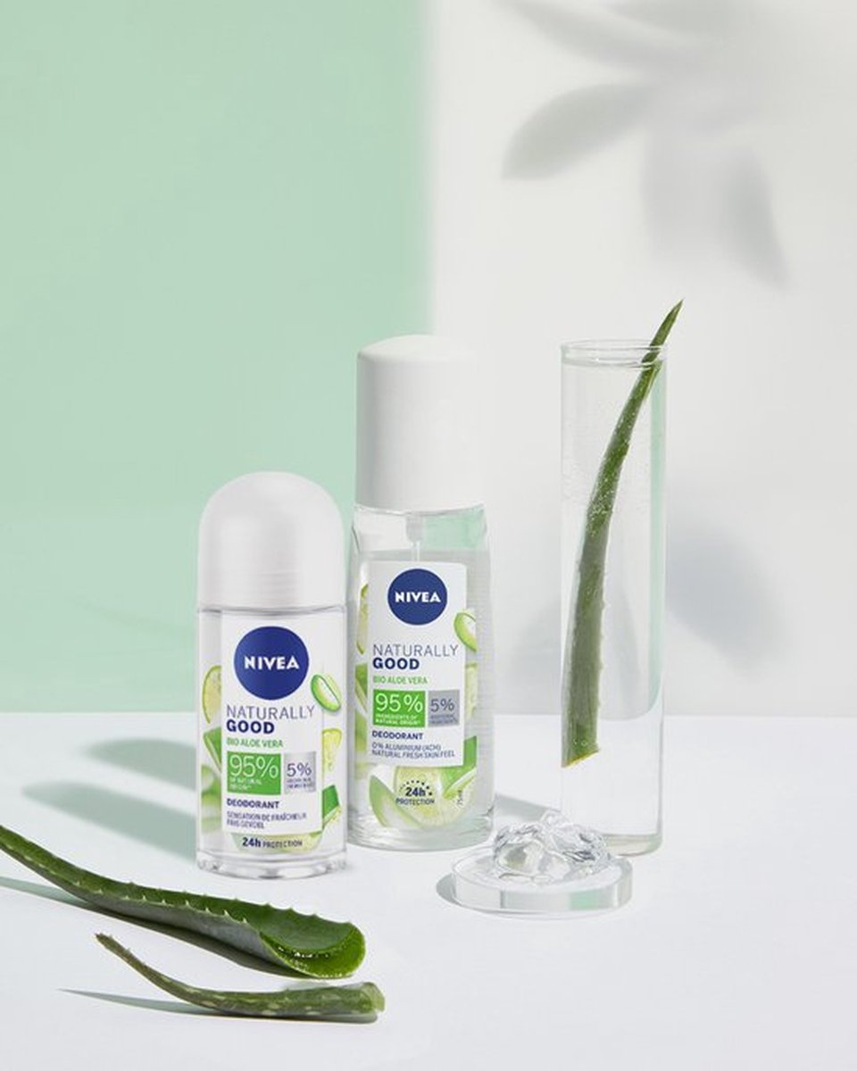 Goedkoopste NIVEA Naturally Good Bio Anti-Transpirant Deo Roller - Aloe Vera - Deodorant - 3 x 50 ml - Voordeelverpakking