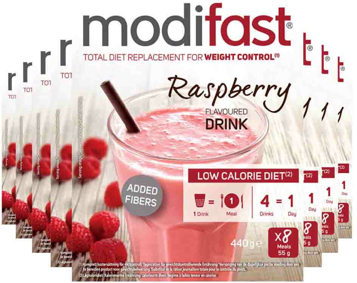 Goedkoopste 8x Modifast Intensive Milkshake Raspberry 8 x 55 gr