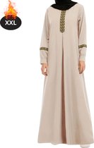 Nivard Islamitische Kleding - Djellaba Dames - Moslim Kleding - Arabisch Dames Kaftan - Alhamdulillah - Kaki - XXL