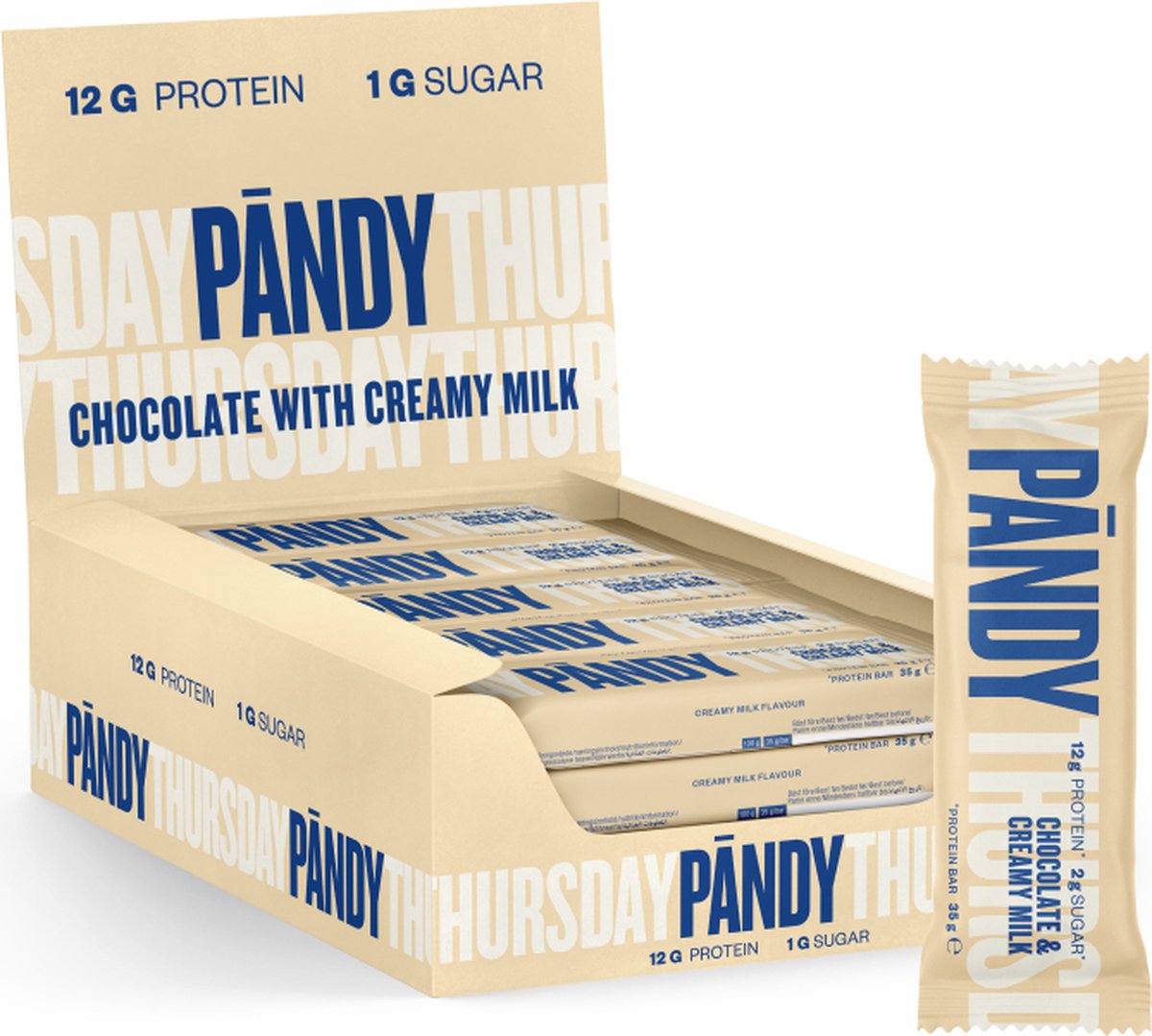 Goedkoopste Pandy Low Sugar Protein Bar - Chocolate with Creamy Milk - Eiwitrepen - 18 x 35 g