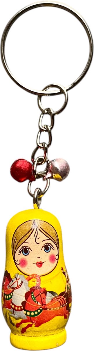 Sleutelhanger - Matroesjka - Babousjka - Geel - Gelukspop - Gelukshanger - Belletje - Tashanger