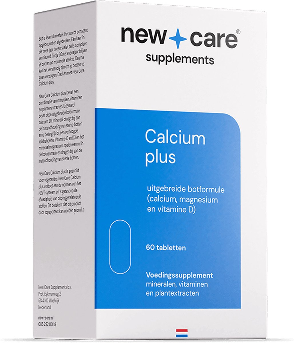 Goedkoopste New Care Calcium plus - voor de botten - magnesium, vitamine D - 60 tabletten - NZVT - vegetarisch