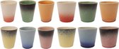 Studio Tavola Koffieset Fire - 12-delig Koffiekopjes & Cappuccinokopjes - Aardewerk Divers - Vaatwasser- & Magnetronbestendig - 6x200/6x310 ml