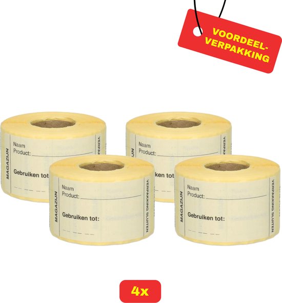 4x HACCP afwasbare sticker Magazijn 250 stickers per rol - Voordeelverpakking!
