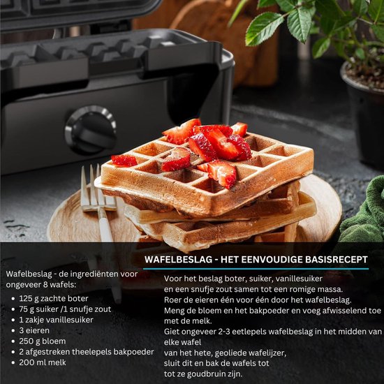 White-Label® Wafelijzer met Verwisselbare Platen - Contact Grill - Tosti Apparaat - Zwart en Zilver — afbeelding 3