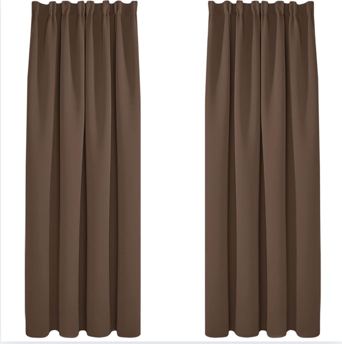 erduisteringsgordijn met Plooiband, Kant en Klaar, Gordijn Rimpelband met Blackout Stof voor Woonkamer, Beige, 140x175 cm (B x H), 2 stuks