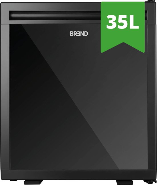 Mini koelkast 35L zwart – stille minibar 22 dB, instelbare temperatuur 6-12°C, LED verlichting, omkeerbare deur