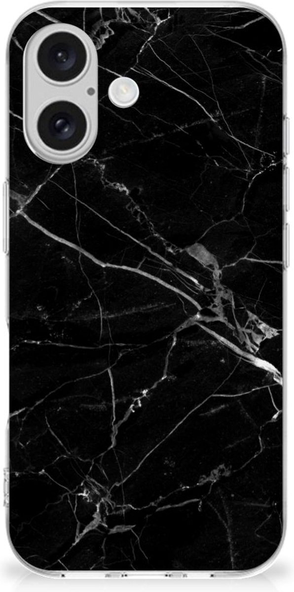 iPhone 16 plus TPU Siliconen Hoesje Marmer Zwart - Origineel Cadeau Vader