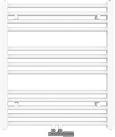 Bol.com EMKE Handdoekradiator - Glanzend Wit - 75 x 60 cm - Middenaansluiting - Verwarming Badkamer aanbieding