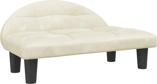 VidaXL Hondenmand - Fluweel - Crèmekleurig - 95x55x30cm Hondenbed Hondenmand Fluweel Bed Klein Hondenbed Honden Kussen