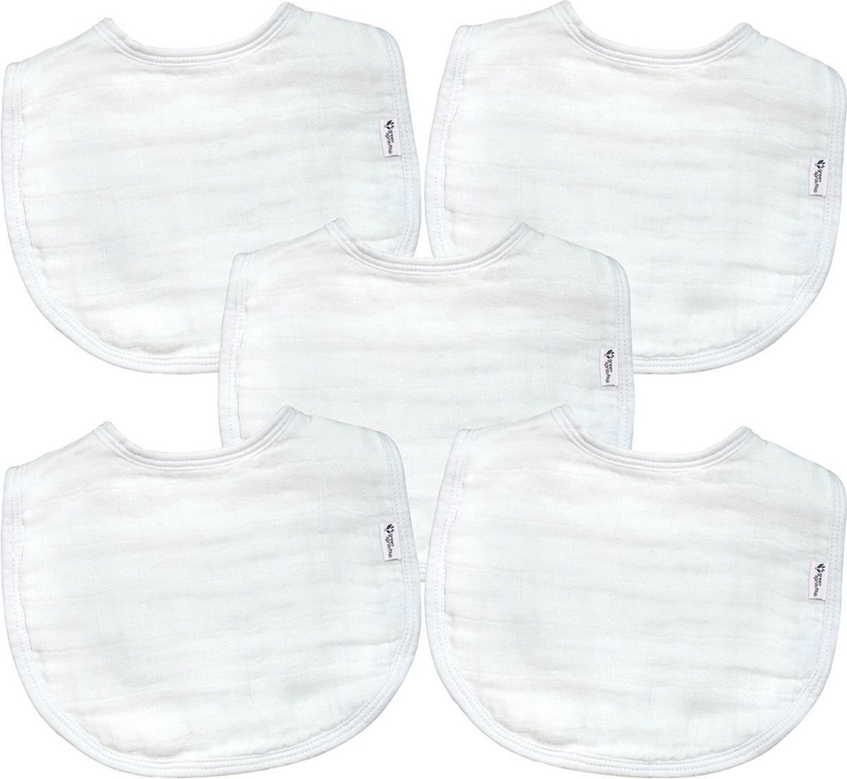 Green Sprouts - Organic Cotton Muslin Bibs | Mousseline Baby Slabben van Biologisch Katoen (5 stuks) - Wit - 0-12 maanden