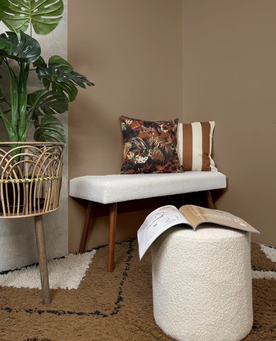 Housse de coussin Ela Stripe Cognac | 45 x 45 cm | Katoen/ Lin