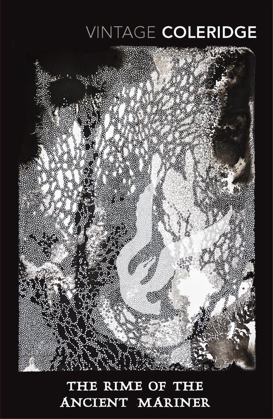 Boekomslag met de titel 'The Rime Of The Ancient Mariner' en een abstracte zwart-witte illustratie.