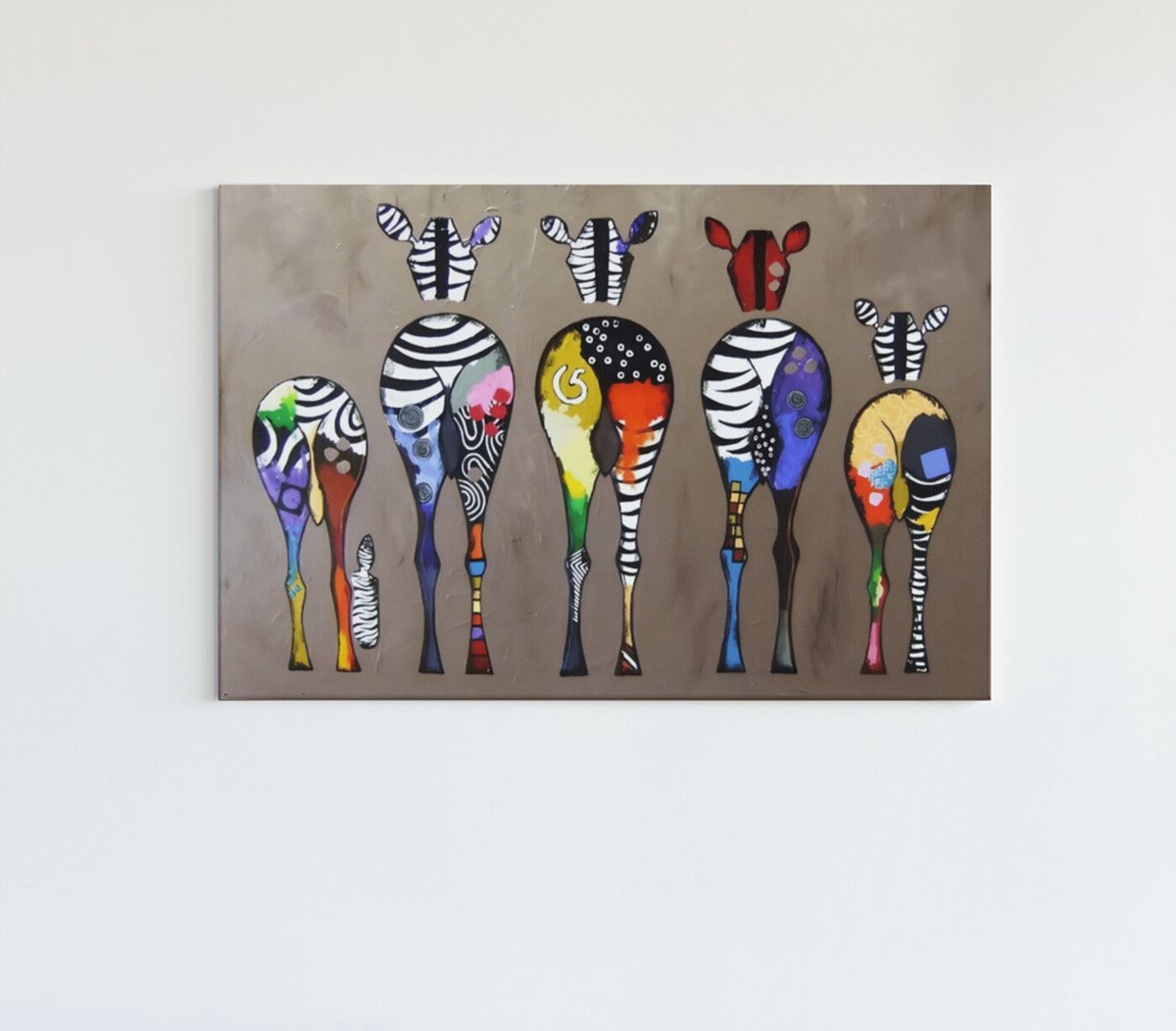 Trendex Global Canvas Schilderij - Dieren - Kleurrijke Zebra's - 60x40x2 cm