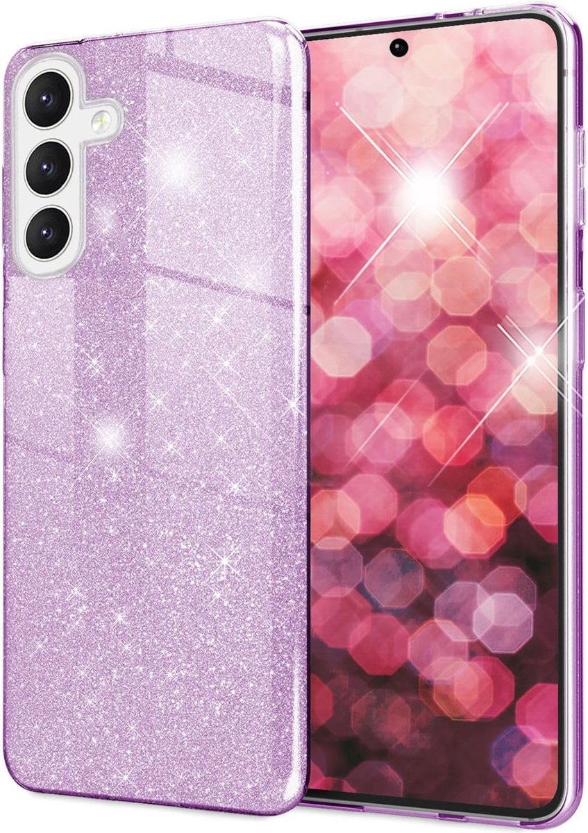 Casemania Hoesje Geschikt voor Samsung Galaxy A56 - Paars - Glitter Back Cover