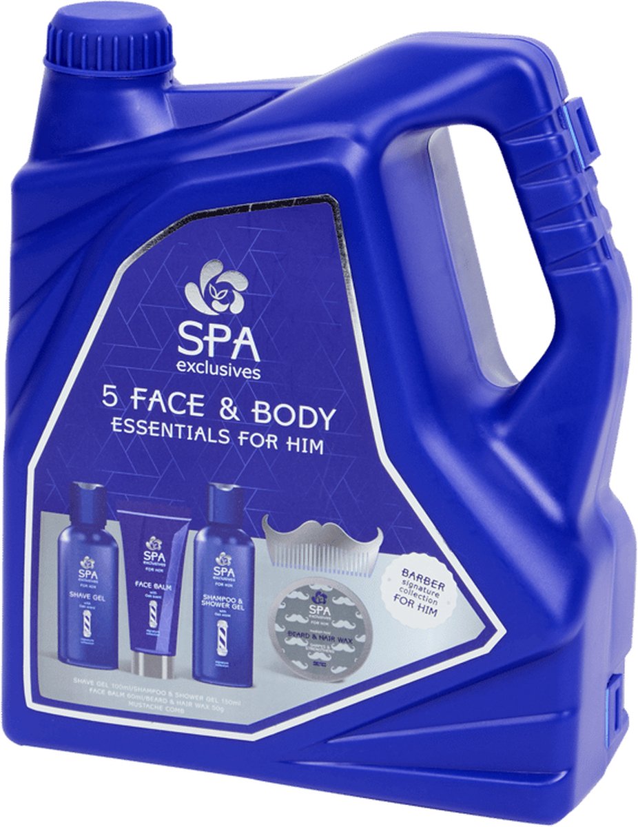 Goedkoopste Spa Exclusives jerrycan | Baard wax & Haar wax | Scheerschuim| giftset | Face & Body|For Him | Cadeau set | Kerstcadeau| 5 - Delig |Cadeau Tip!