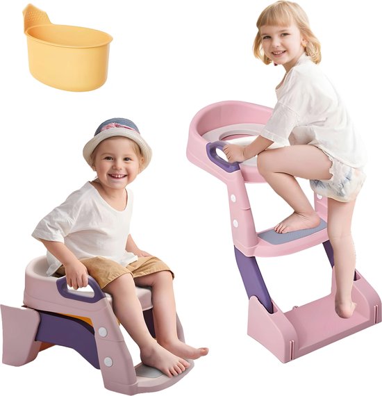 Froadp Toiletverkleiners Toiletbril voor Kinderen Pottrainer Wc-bril met PU-Spatbescherming Antislip Zitverhoger Leerpotje Zindelijk Worden voor 1-8 Jaar Peuters Jongens & Meisjes (Wit
