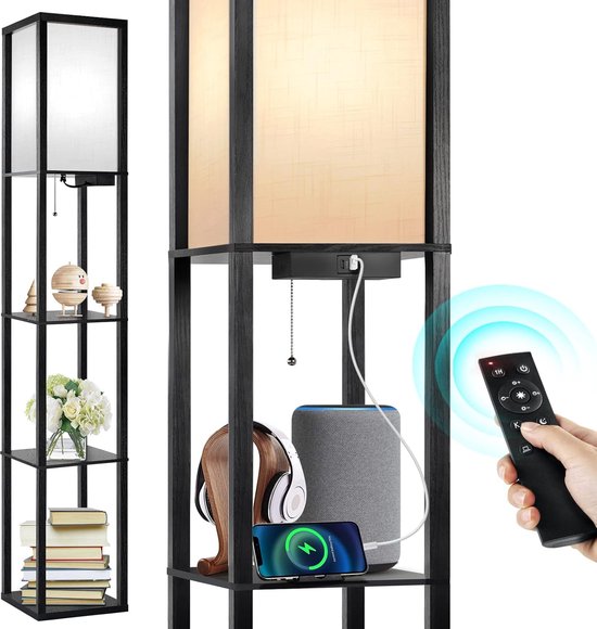 Vloerlamp LED met Voet - 9W 900LM Archevloerlamp met Afstandsbediening & E27 Lamp, Ajustabele Leeslamp voor Woonkamer, Kantoor, Slaapkamer, Zwart