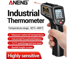 Thermomètre infrarouge numérique ANENG - Zwart - Plage -50 à 400 °C - Thermomètre IR - Compteur de chaleur
