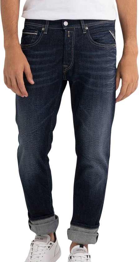 Replay Grover Straight Fit Stretch Jeans Medium Blue | Man