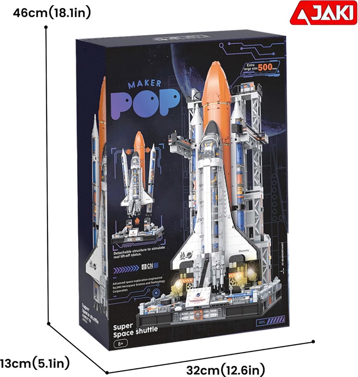 Jaki - LIMITED icons edition City Ruimtevaart raket | Artemis Space Wars Expert | Classic Creator STEM ideas speelgoed | Compatibel met lego mega bloks | Technic nasa ruimte shuttle bouwpakket voor volwassen & kinderen | 2226 bouwstenen — afbeelding 7