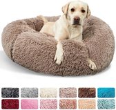 HMTOPE Orthopedisch hondenbed, rond, hondenkussen, hondensofa, kattenbed, donut, knuffelige hondenmand, wasbaar, diameter 100 cm, camelbruin