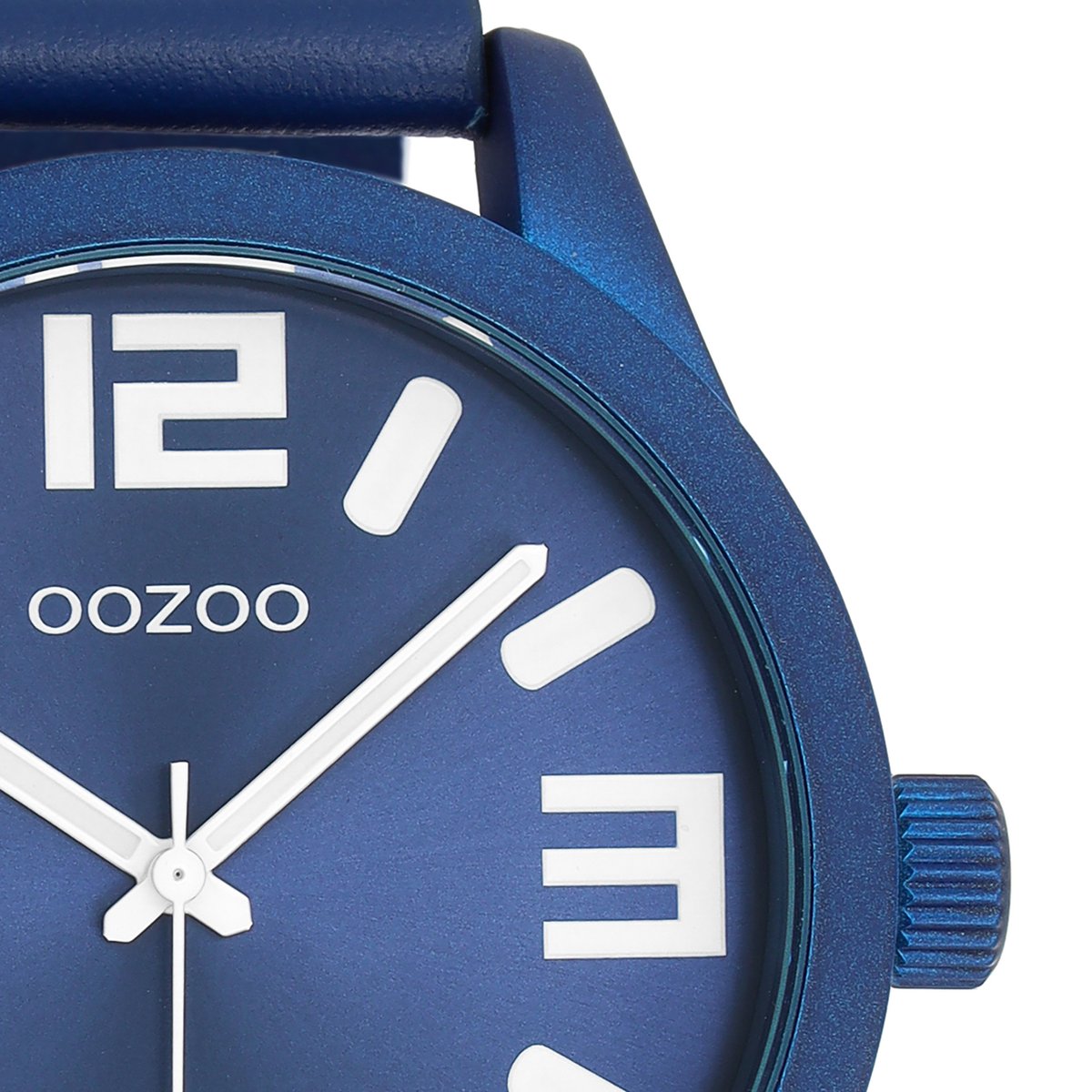OOZOO Timepieces - Bos groene horloge met donker blauwe leren band - C1092