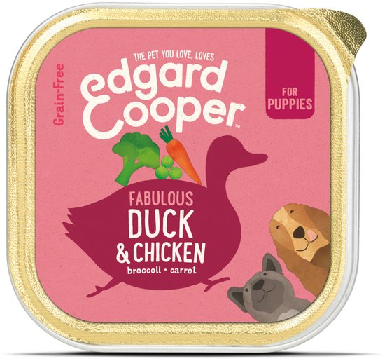 Edgard & Cooper Kuipje Honden Natvoer Puppy Hondenvoer Eend - Kip 150 gr