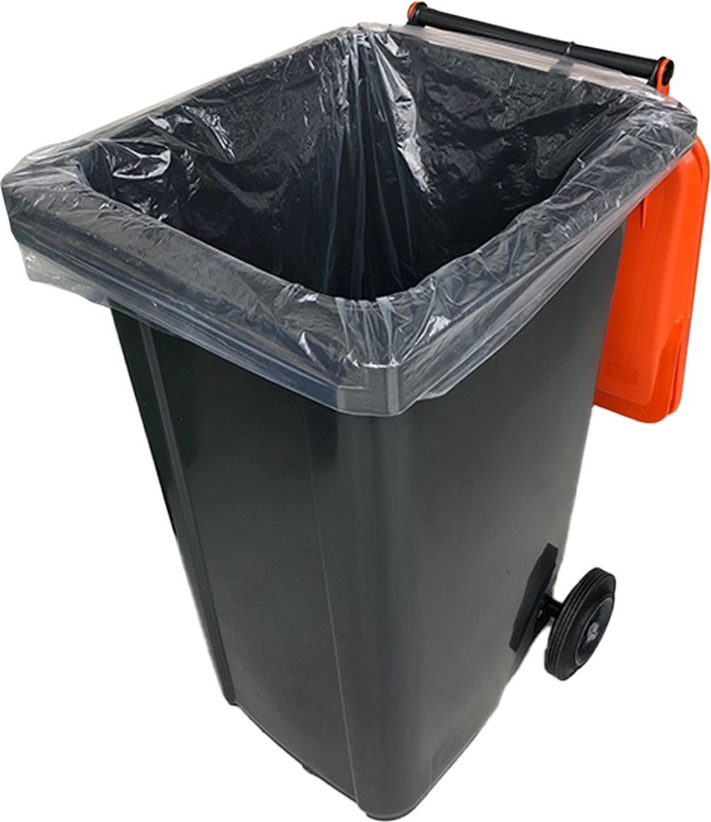 Containerzak 240 liter - extra groot - transparant plastic voor de kliko - 100 zakken