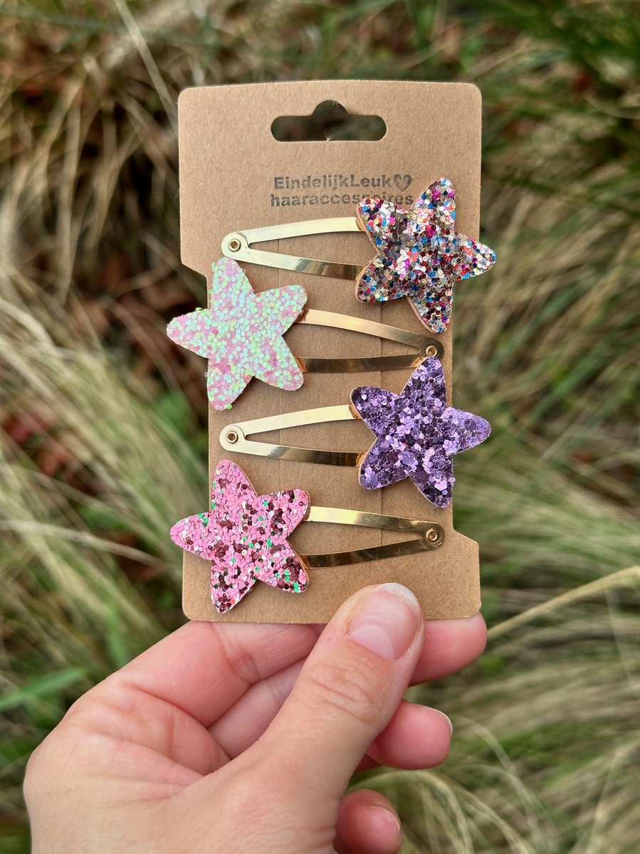 Haarspeldjes voor meisjes - Haaraccessoires meisjes - Haarspeldjes voor meisjes en baby's - Haarknipjes - Haarclips - Handgemaakte haaraccessoires – Haaraccessoires Kerst – Glitters – Kerst – Haarspeldjes sterren glitters