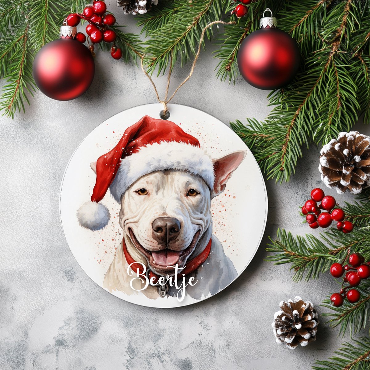 Kerstboom hanger Bull Terriër met naam