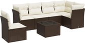 vidaXL - 7 pièces - Ensemble de salon - avec - coussins - poly - rotin - marron