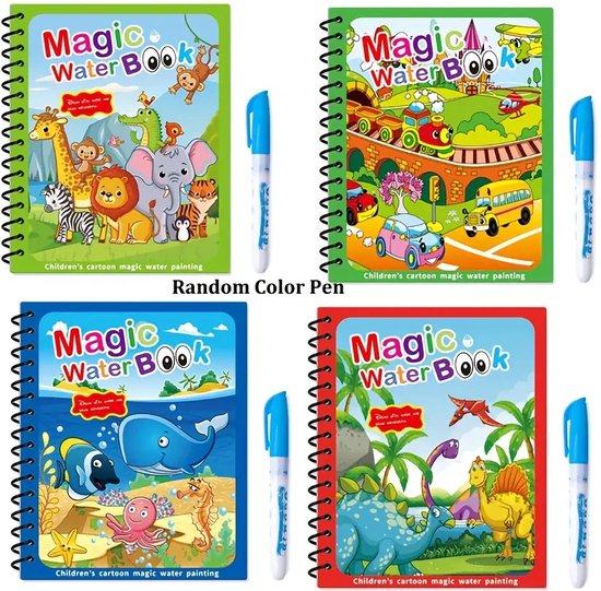 4-Pack Magische Water Kleurboeken voor Kids 2+