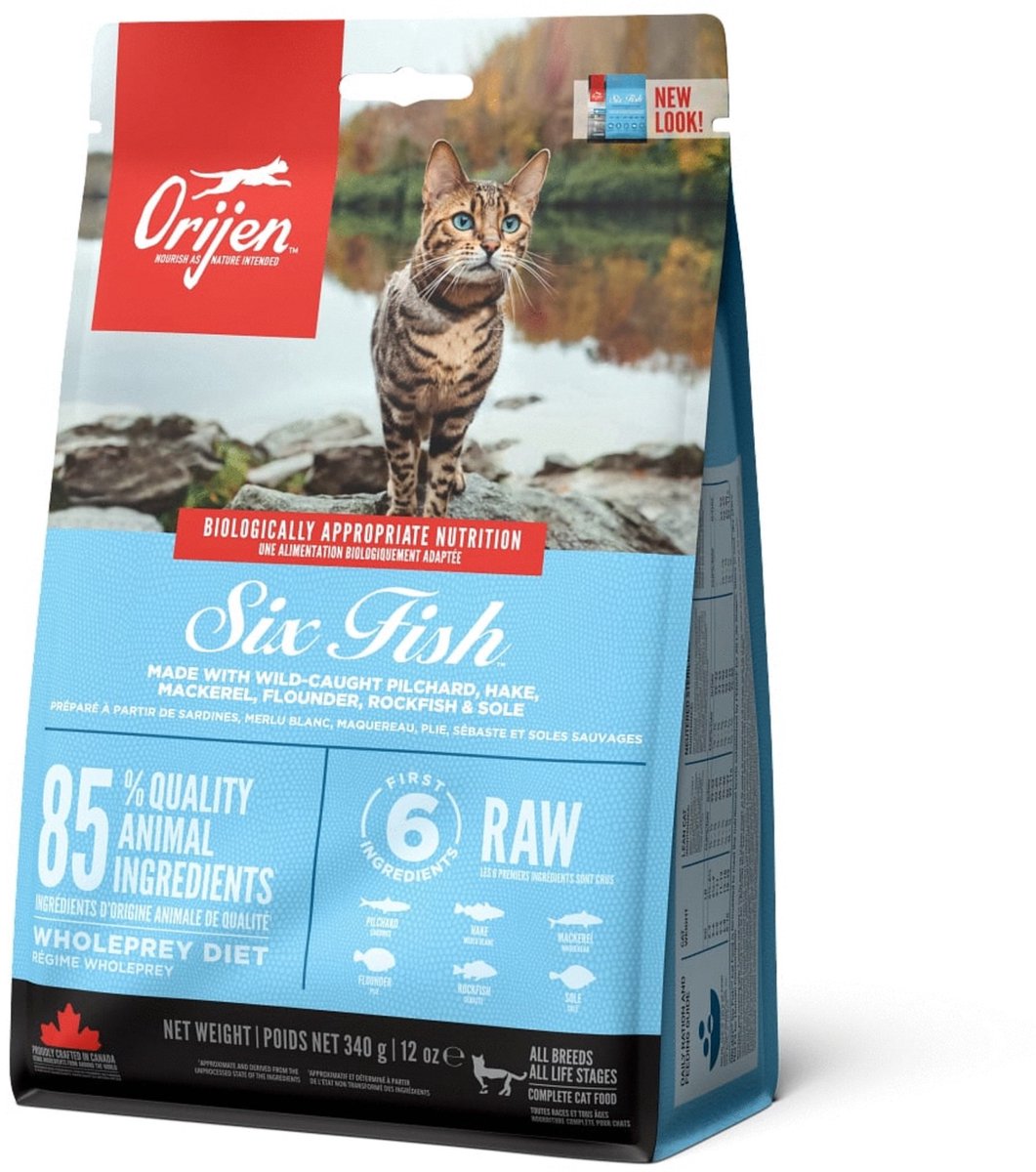 Orijen Whole Prey Six Fish Cat Sardines&Heek - Kattenvoer - 340 g