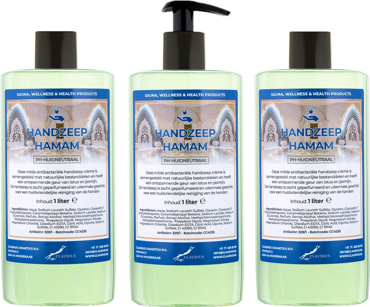 Goedkoopste Handzeep Hamam 500 ml - met gratis pompje - set van 3 stuks