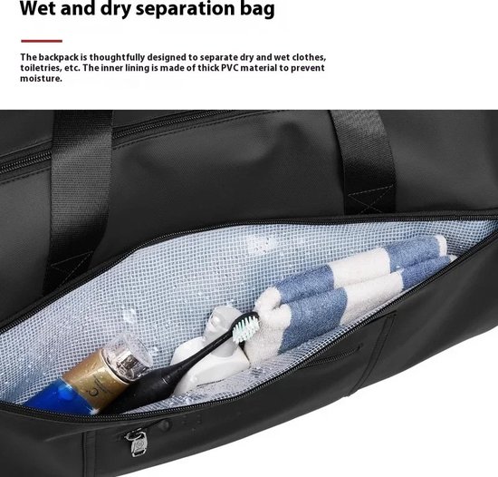 Sac de voyage étanche Botec de haute qualité - sac de sport - sac à dos étanche - avec compartiments séparateurs - en polyester résistant - capacité jusqu'à 55 L