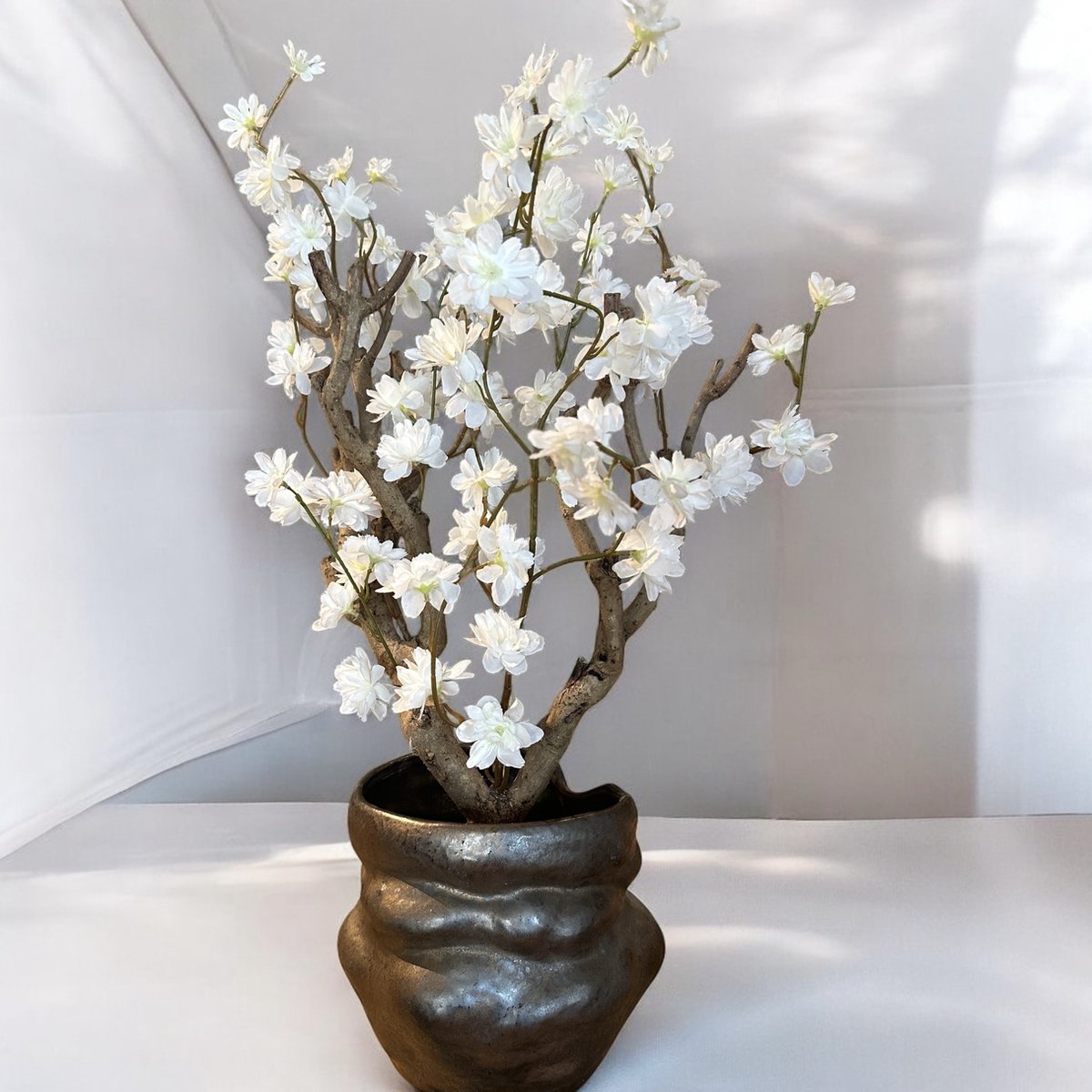 Seta Fiori - Kunst bloesemboom - Kunstboom - wit- 50cm - Voor binnen - Cherry bloesem - Sakura
