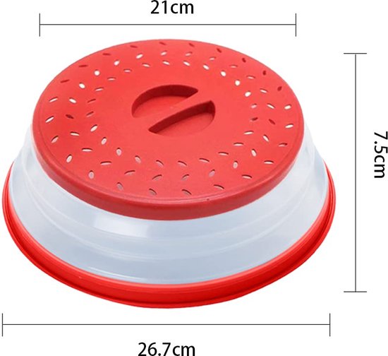 Uposao 2 stuks opvouwbare magnetronafdekking, magnetronafdekking met zeef, magnetron-spatbescherming, magnetrondeksel voor groenten, fruit, ook als fruitfiltermand, BPA-vrij