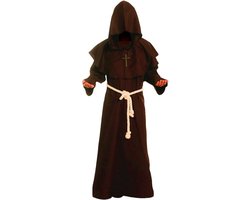 Monnik kostuum - met touw en kruis - habijt - Carnavals outfit - Priester kostuum - Pater kostuum - vrijgezellen feest kleding - Elfia kostuum
